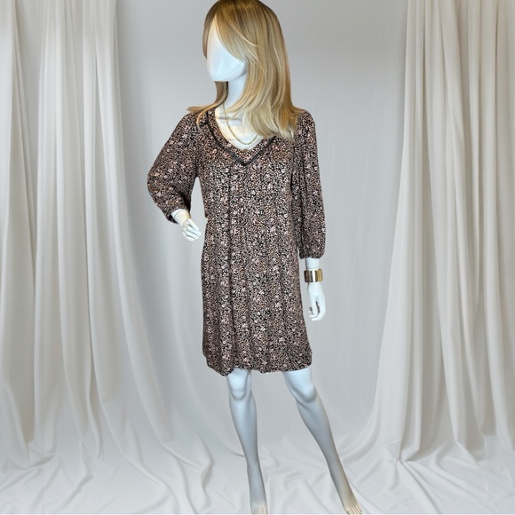 Hinge Black and Pink Babydoll Dress with V-Neck 3/4 Sleeves - Picture 1 of 9